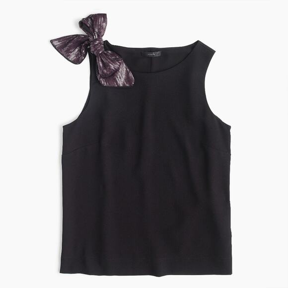 J. Crew Black Sequin Purple Bow Solid Tank Top Flowy Summer Blouse Boho NWT 6 - Picture 2 of 5